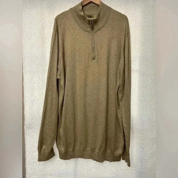 Foundry Supply Quarter Zip Sweater Size 2XLT Tall Beige Long Sleeve Lightweight - Picture 13 of 13